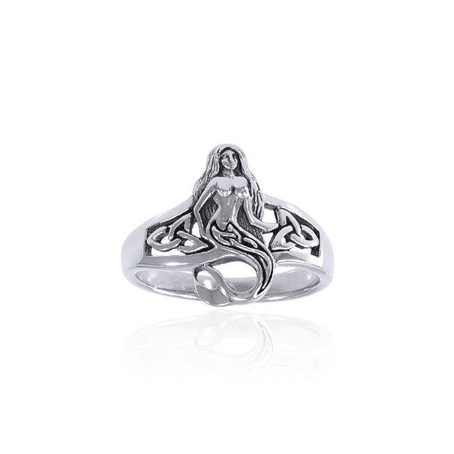 Celtic Mermaid Sterling Silver Ring TRI1472