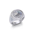 Celtic Crescent Moon Silver Flip Ring with Gemstone TRI155
