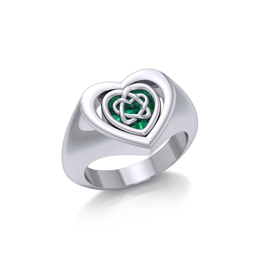 Celtic Heart Knotwork Flip Ring TRI158