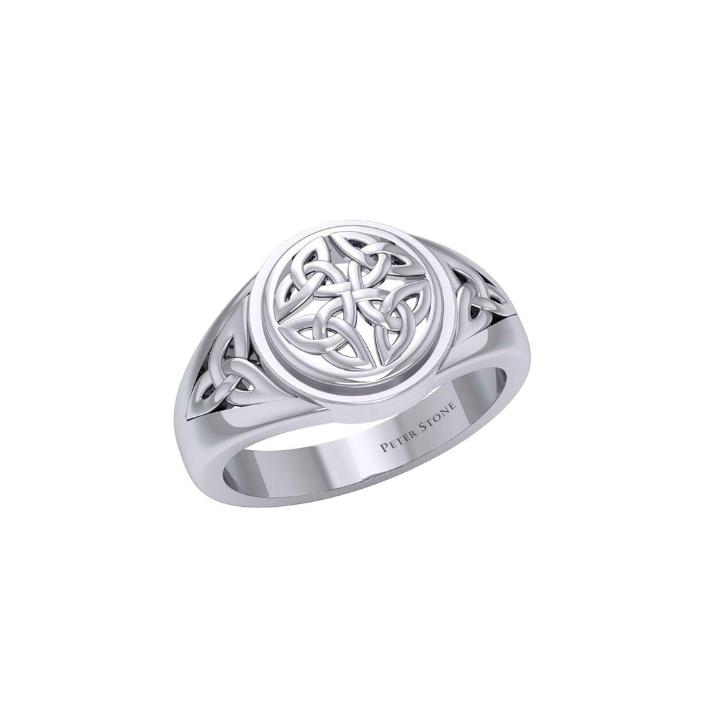 Celtic Quaternary Knot Sterling Silver Ring TRI1758