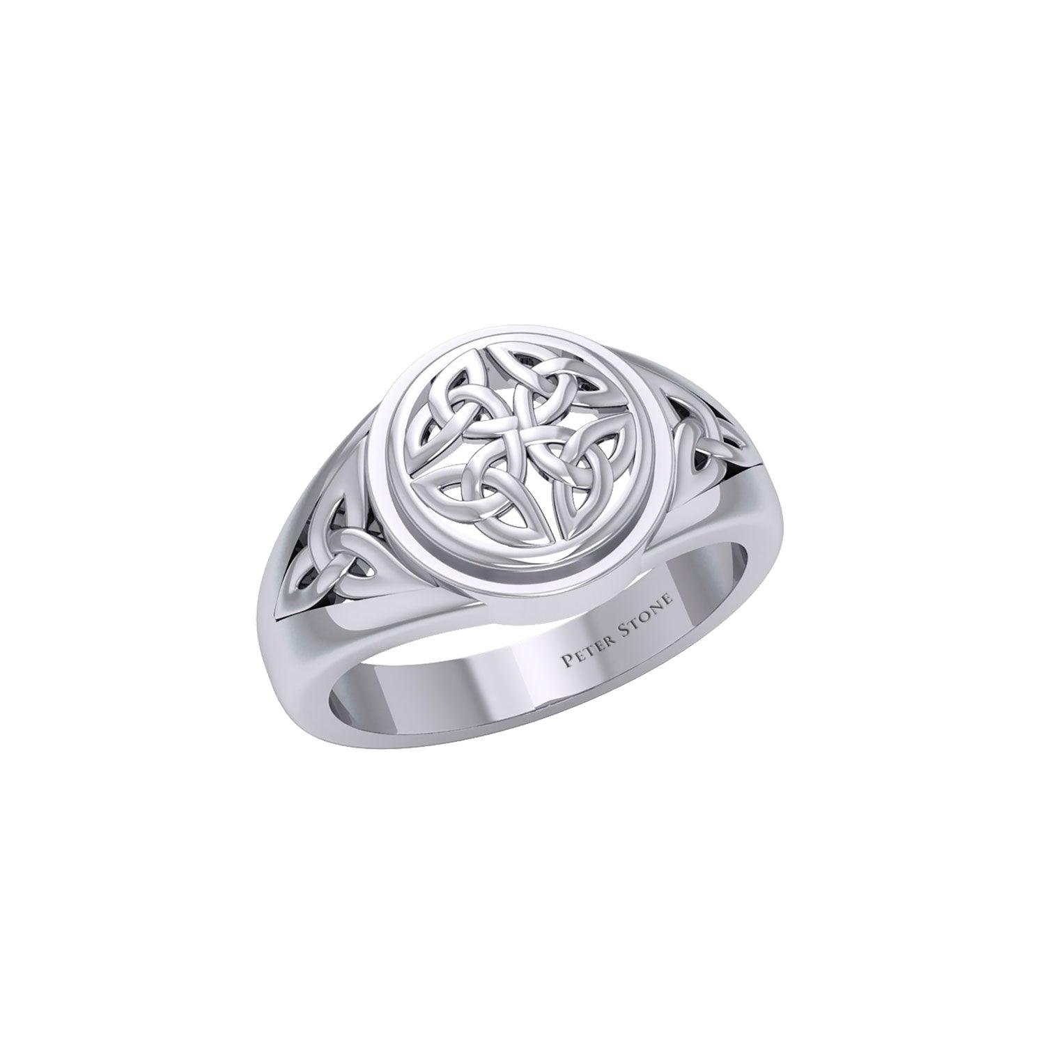 Celtic Quaternary Knot Sterling Silver Ring TRI1758