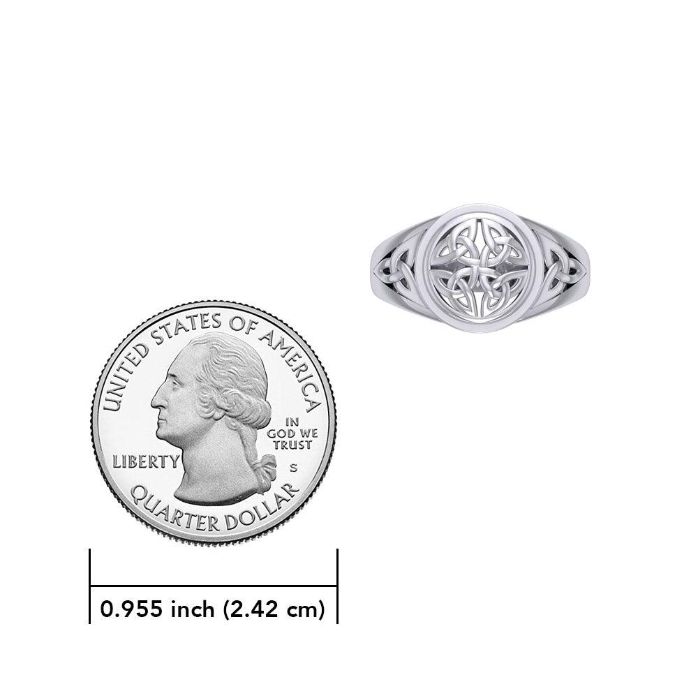 Celtic Quaternary Knot Sterling Silver Ring TRI1758