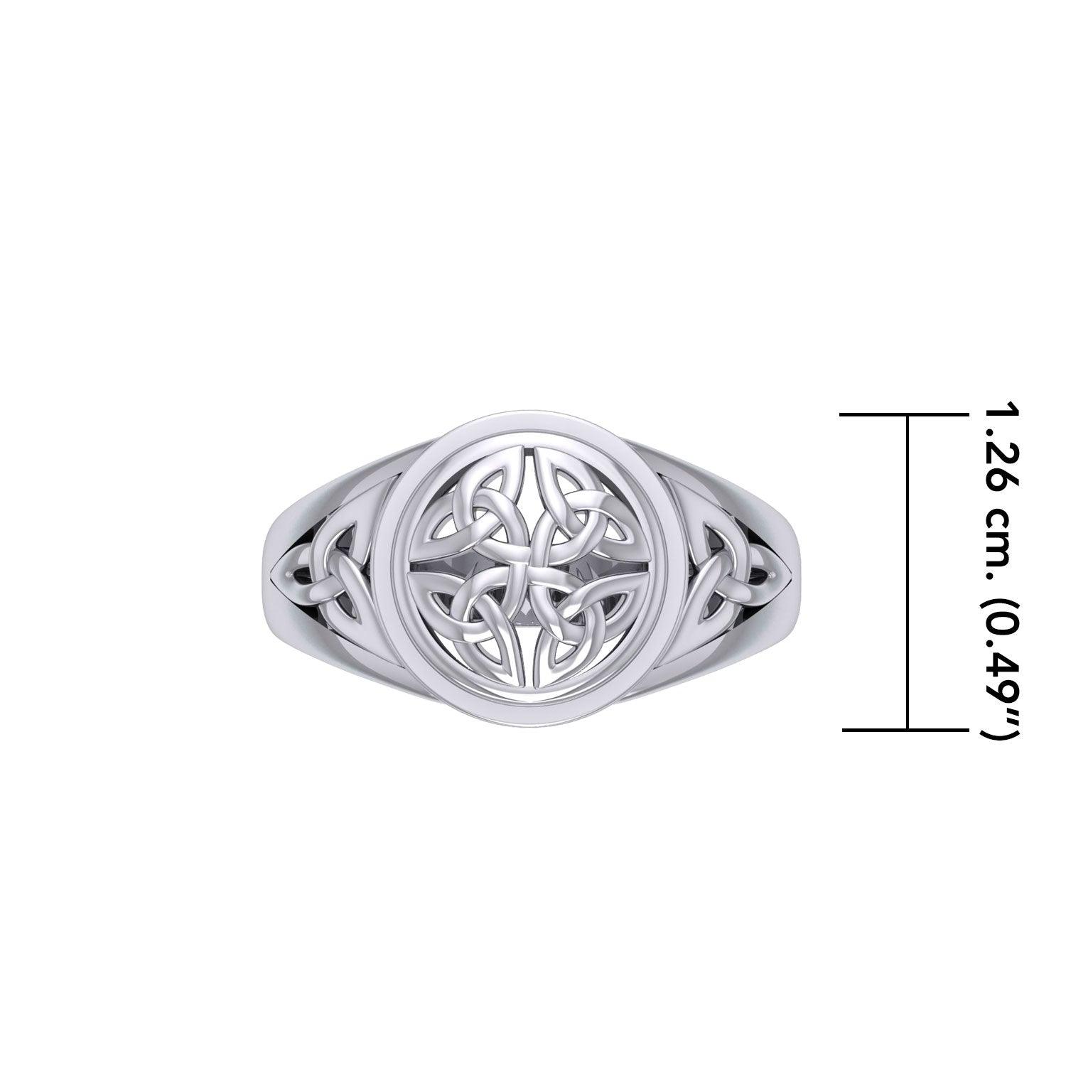 Celtic Quaternary Knot Sterling Silver Ring TRI1758