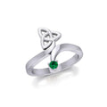 Celtic Trinity Knot with Round Gem Silver Ring TRI1788