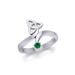 Celtic Trinity Knot with Round Gem Silver Ring TRI1788 | Ring | Wiccan Center