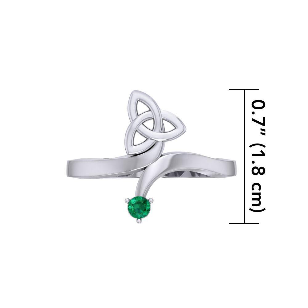 Celtic Trinity Knot with Round Gem Silver Ring TRI1788