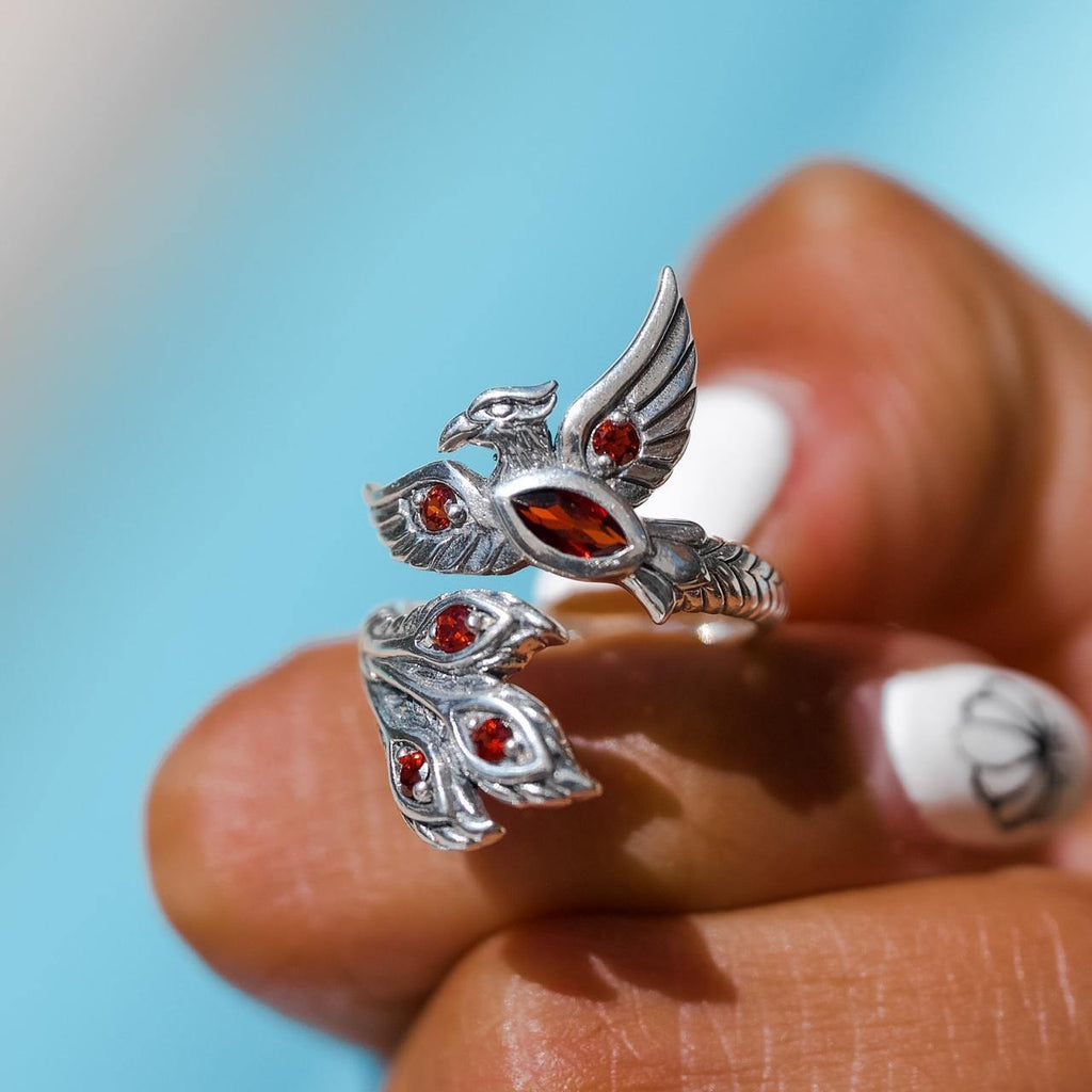 Mythical Phoenix Sterling Silver Ring With Gems TRI1835 Elegant Jewelry For Collectors And Fans