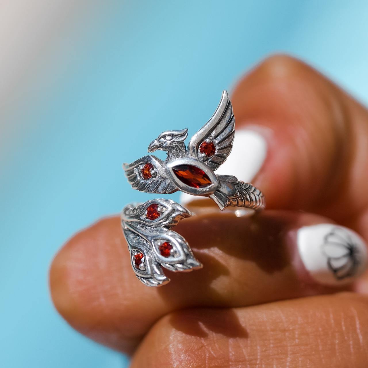 Mythical Phoenix Sterling Silver Ring With Gems TRI1835 Elegant Jewelry For Collectors And Fans