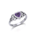 Celtic Trinity Knot Sterling Silver with Heart Gemstone Ring TRI1837