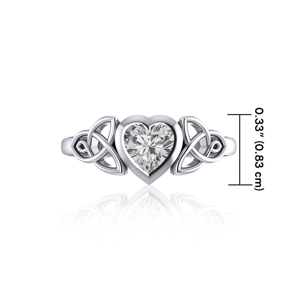 Celtic Trinity Knot Sterling Silver with Heart Gemstone Ring TRI1837