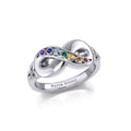 Infinity Sterling Silver Ring with Chakra Gemstones TRI1862