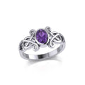 Celtic Sterling Silver Ring with Oval Gemstone TRI1908