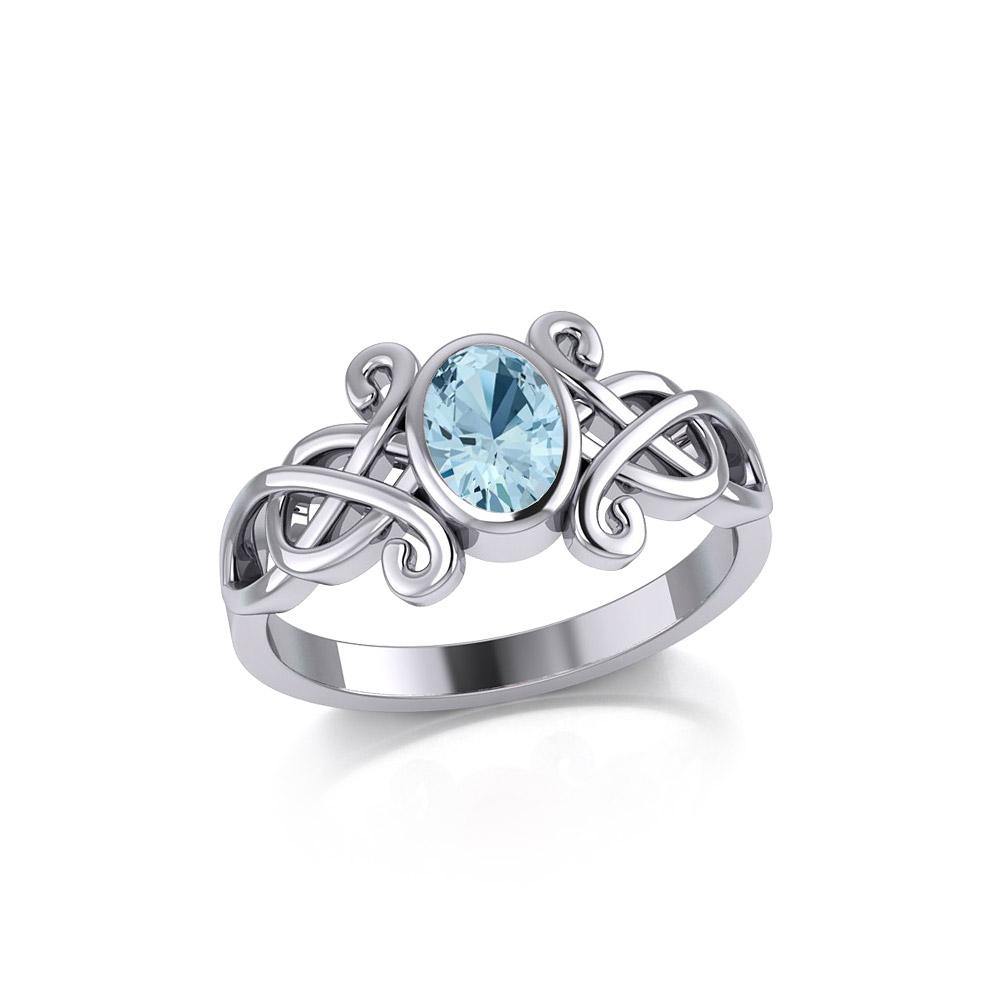 Celtic Sterling Silver Ring with Oval Gemstone TRI1908