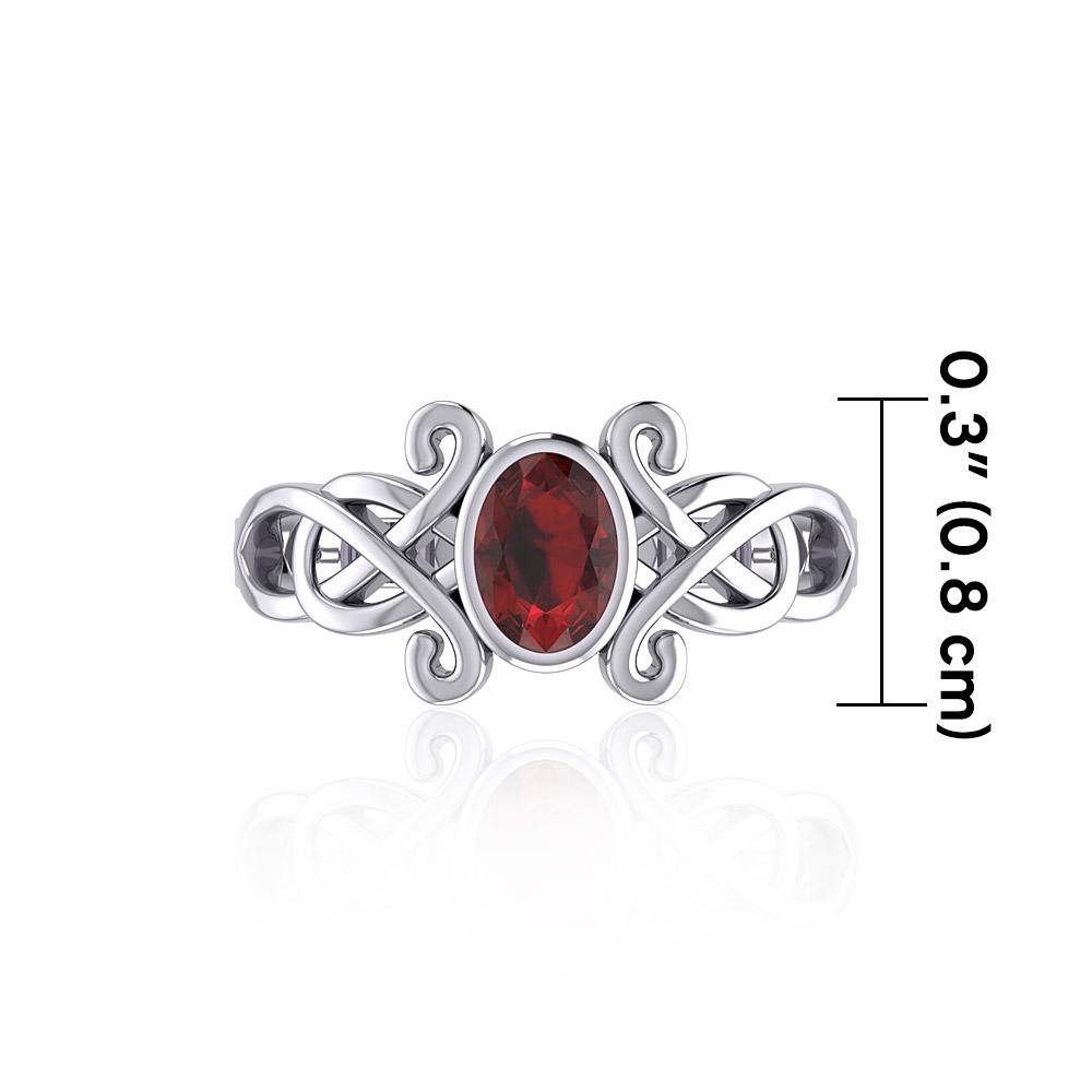 Celtic Sterling Silver Ring with Oval Gemstone TRI1908