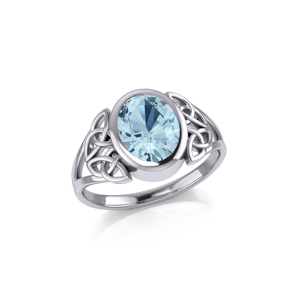 Celtic Trinity Sterling Silver Ring with Extra Large Oval Gemstone TRI1909