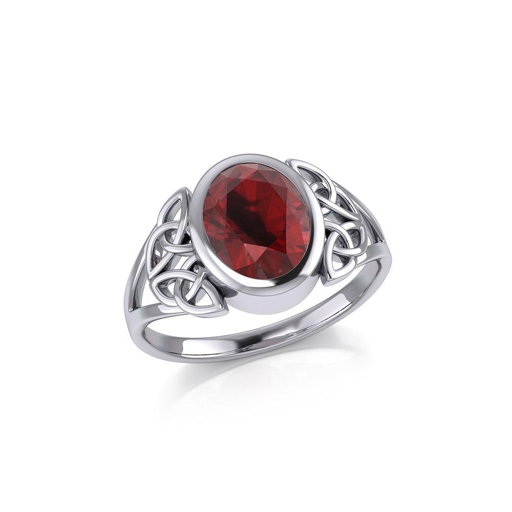 Celtic Trinity Sterling Silver Ring with Extra Large Oval Gemstone TRI1909