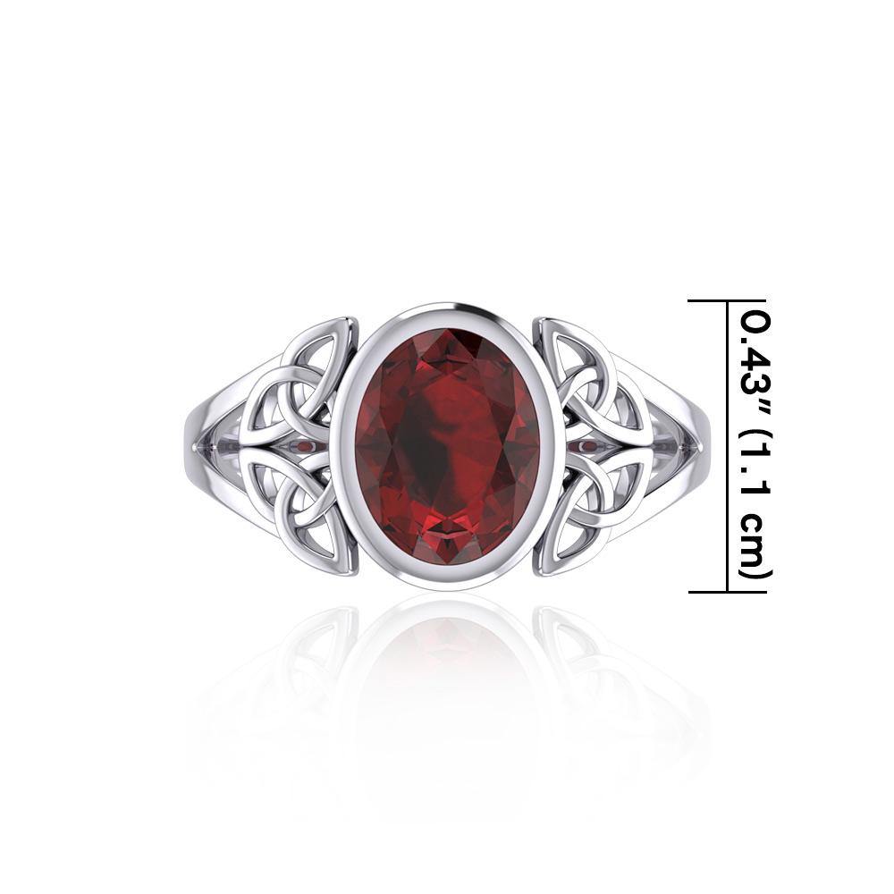 Celtic Trinity Sterling Silver Ring with Extra Large Oval Gemstone TRI1909