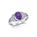 Celtic Sterling Silve Ring with Large Oval Gemstone TRI1910
