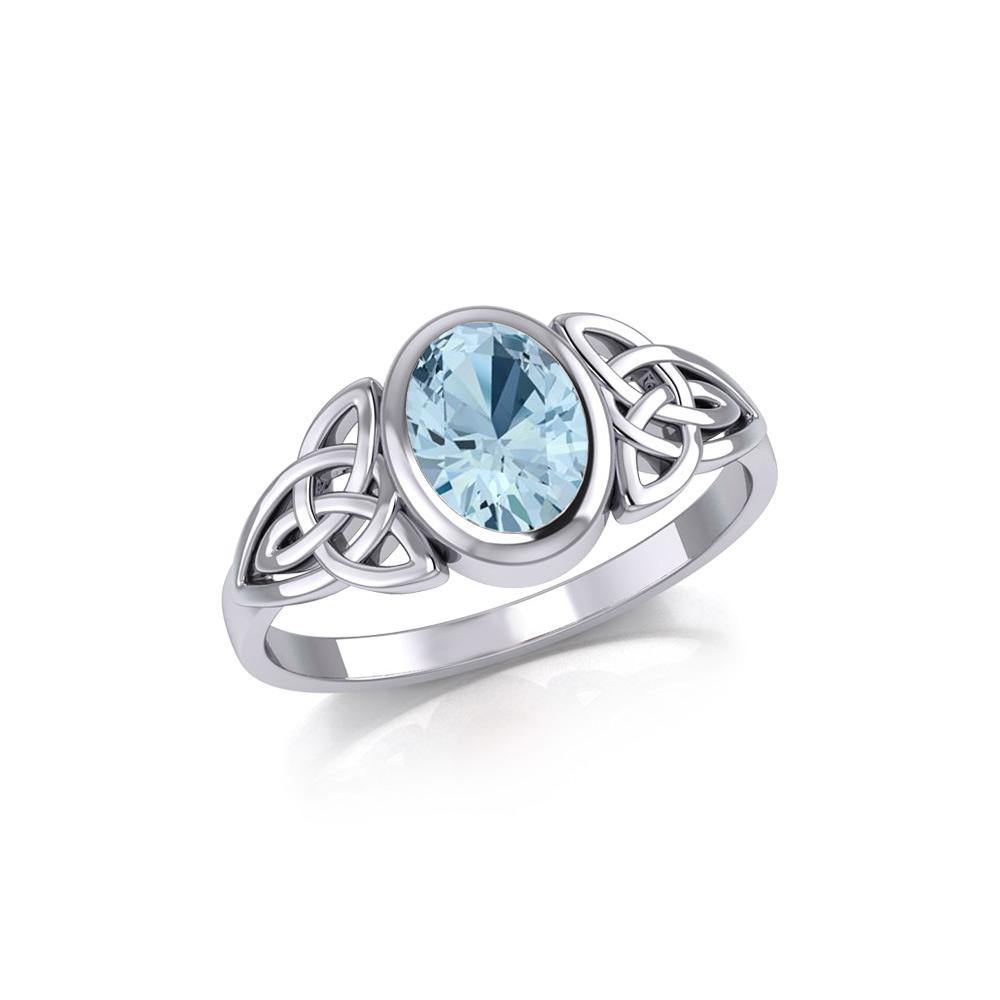 Celtic Sterling Silve Ring with Large Oval Gemstone TRI1910