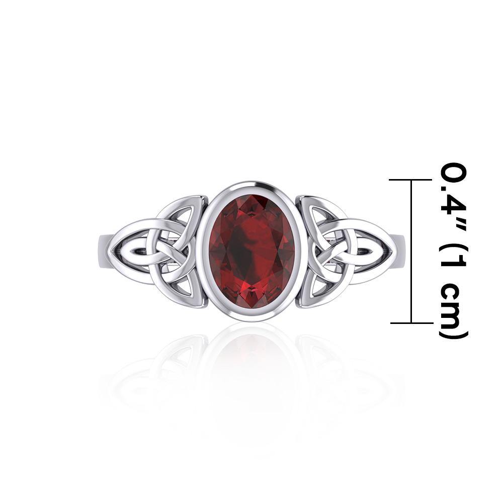Celtic Sterling Silve Ring with Large Oval Gemstone TRI1910