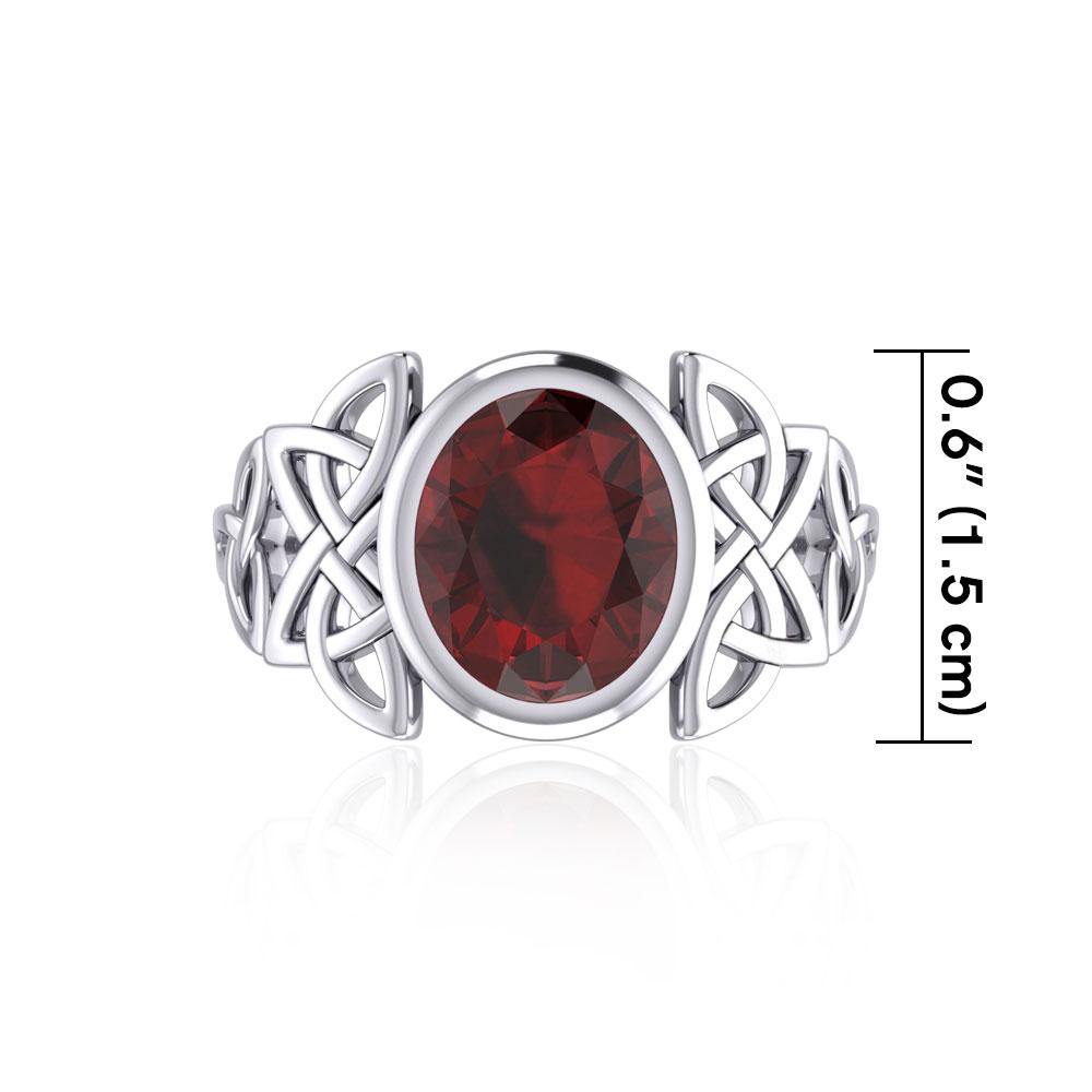 Silver Celtic Knotwork Ring with Extra Large Oval Gemstone TRI1911