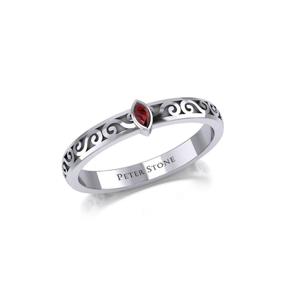 Celtic Spiral Sterling Silver Ring with Marquise Gemstone TRI1912