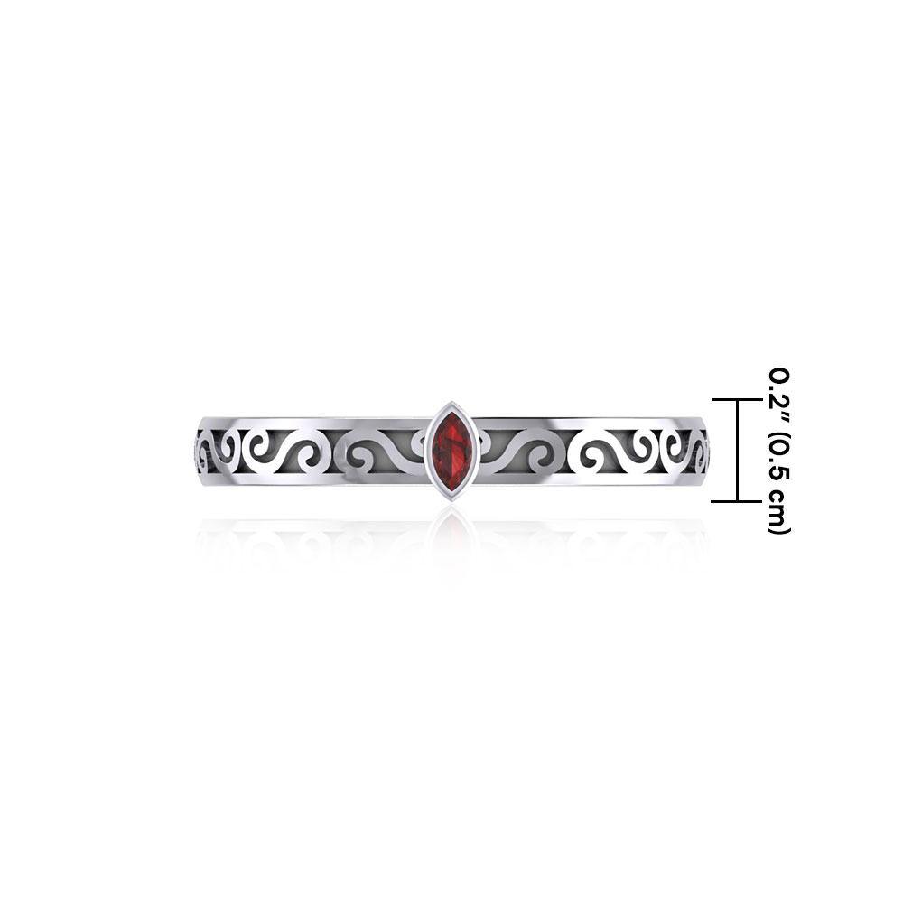 Celtic Spiral Sterling Silver Ring with Marquise Gemstone TRI1912