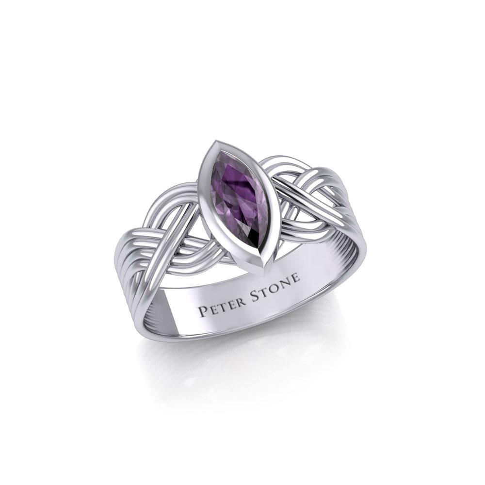 Celtic Sterling Silver Ring with Marquise Gemstone TRI1925