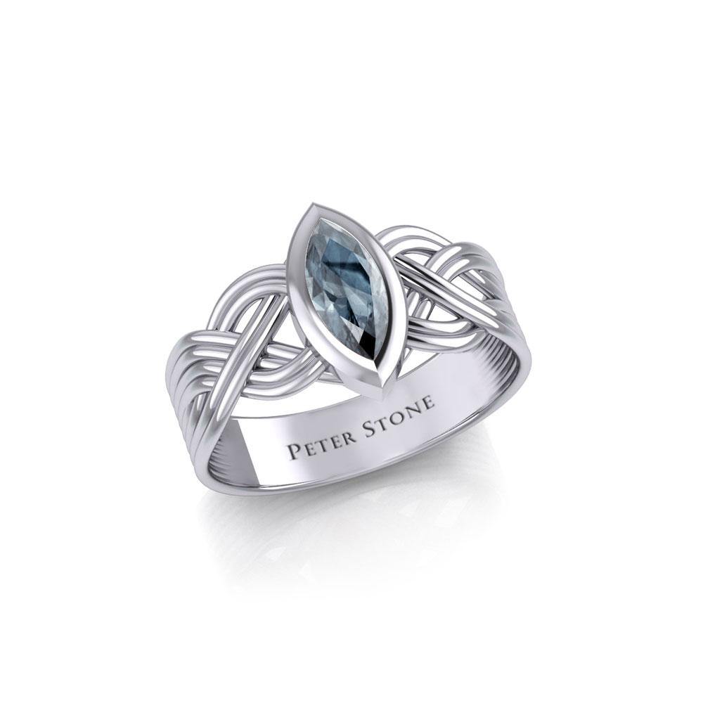 Celtic Sterling Silver Ring with Marquise Gemstone TRI1925