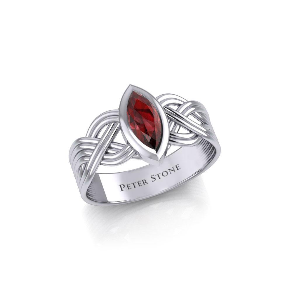 Celtic Sterling Silver Ring with Marquise Gemstone TRI1925