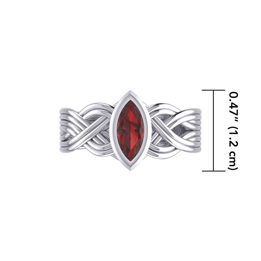 Celtic Sterling Silver Ring with Marquise Gemstone TRI1925