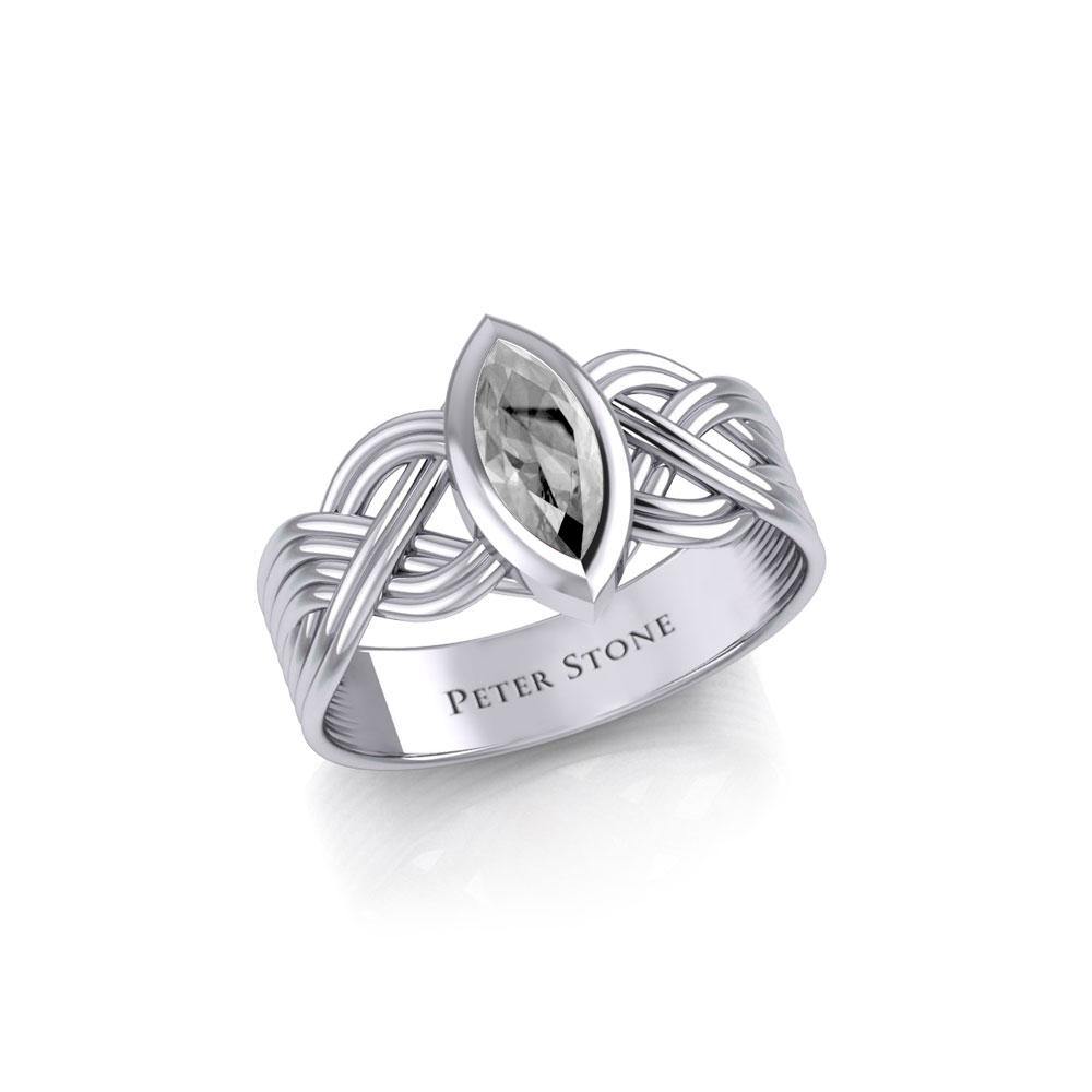 Celtic Sterling Silver Ring with Marquise Gemstone TRI1925