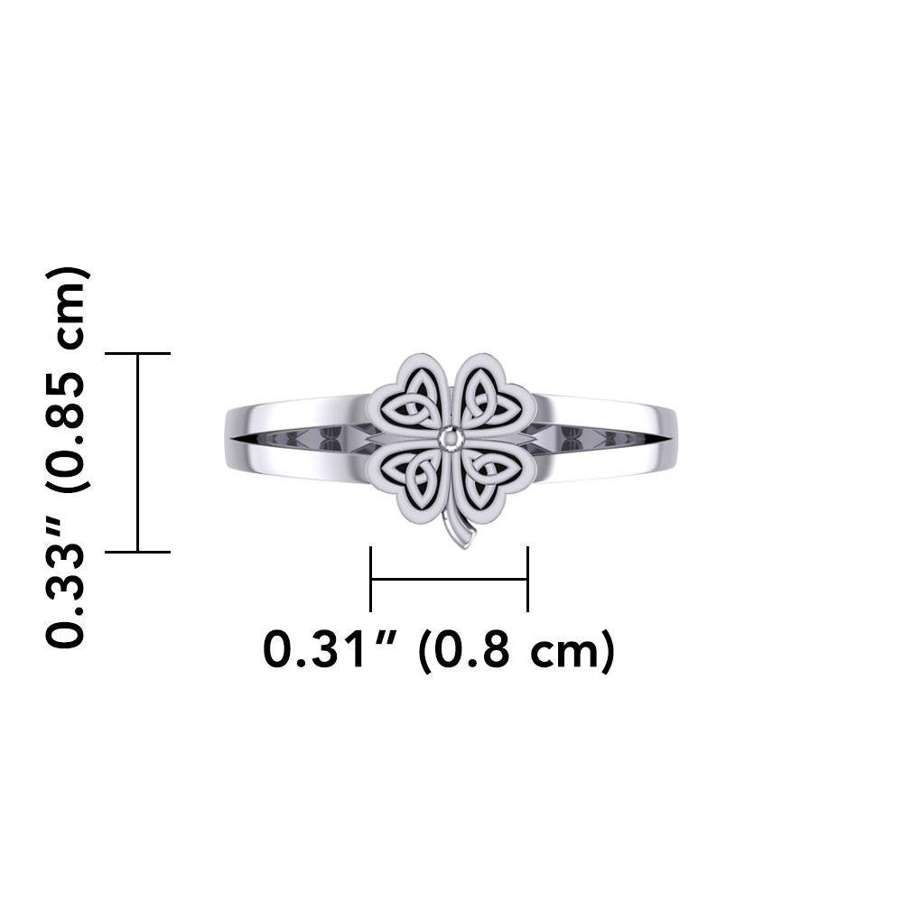 Lucky Celtic Four Leaf Clover Sterling Silver Ring TRI1936