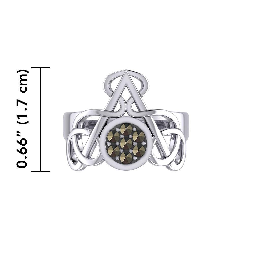 Celtic Triangle Knotwork Silver Ring with Gemstones TRI1950
