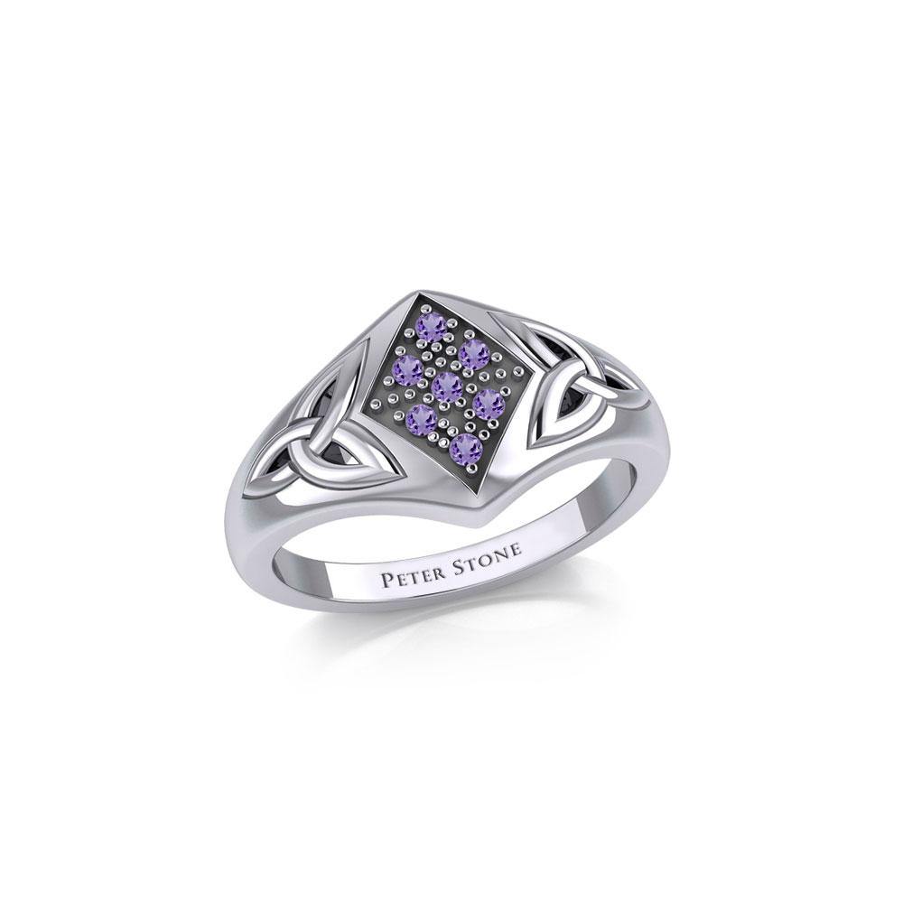 Celtic Trinity Knot Ring with Gemstones TRI1951