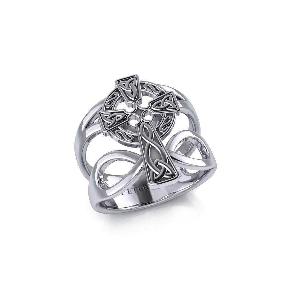 Handcrafted Celtic Cross With Infinity Silver Ring TRI1952 Unisex Religious Jewelry Gift