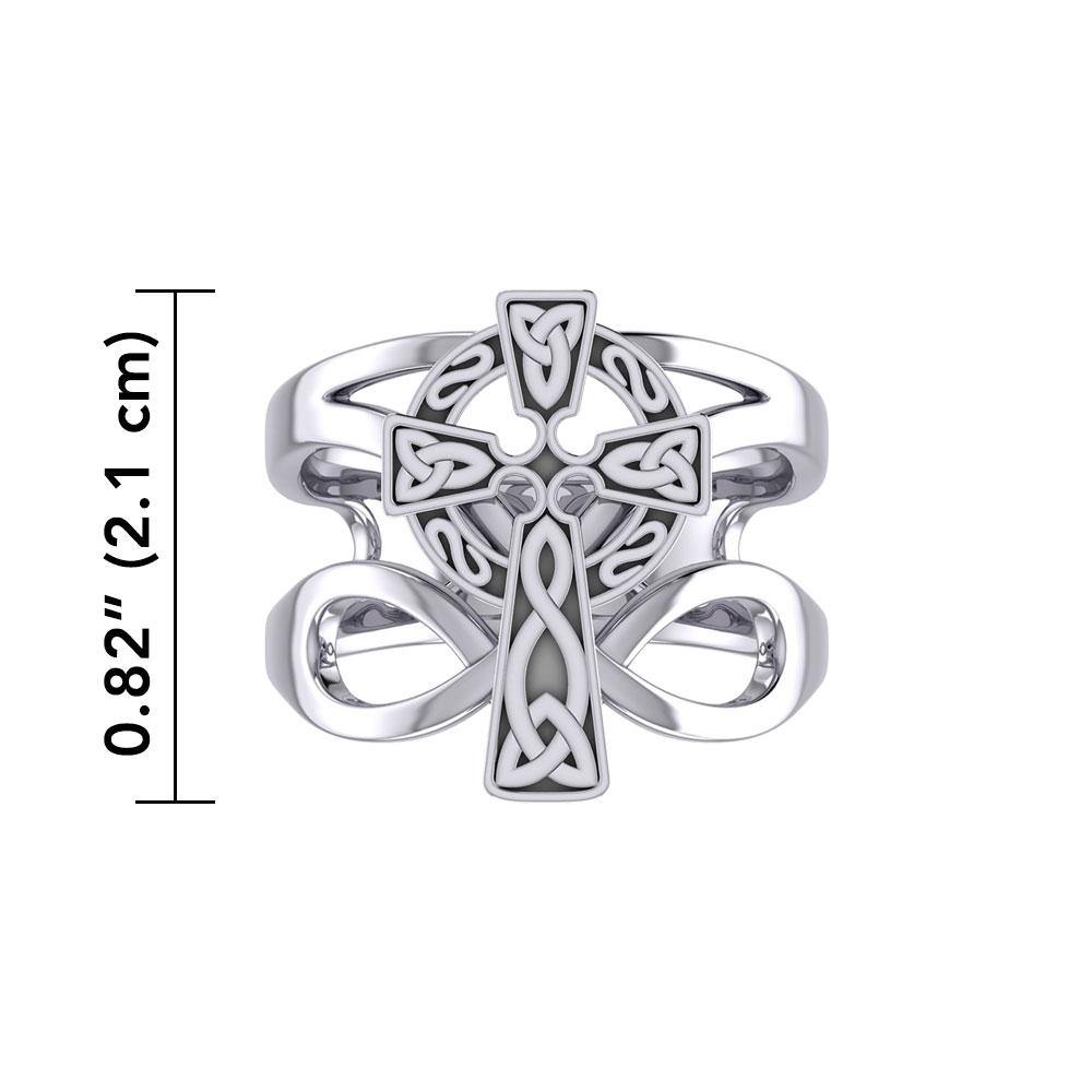Handcrafted Celtic Cross With Infinity Silver Ring TRI1952 Unisex Religious Jewelry Gift