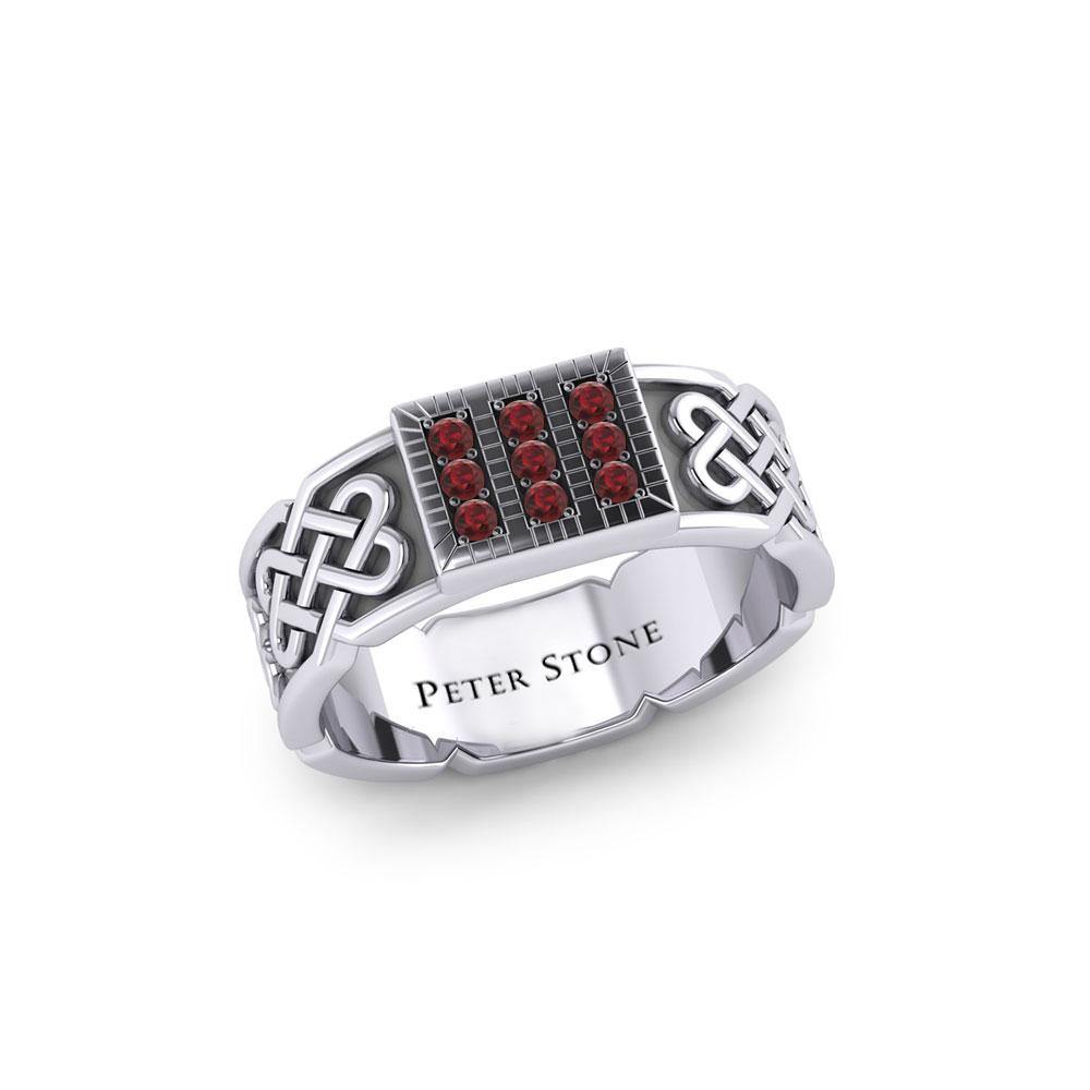 Rectangle Celtic Ring with Gemstones TRI1953