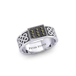 Rectangle Celtic Ring with Gemstones TRI1953 | Ring | Wiccan Center