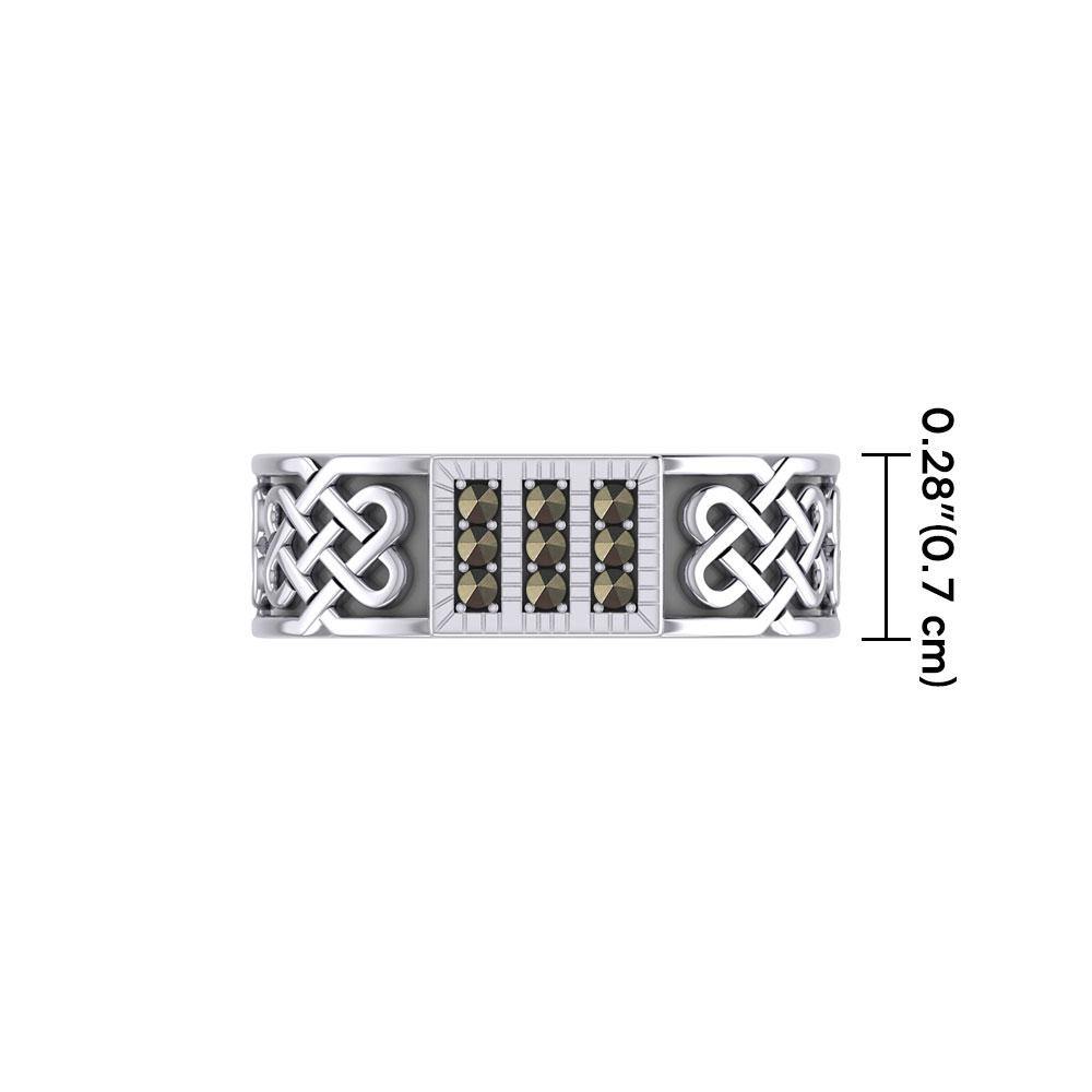 Rectangle Celtic Ring with Gemstones TRI1953