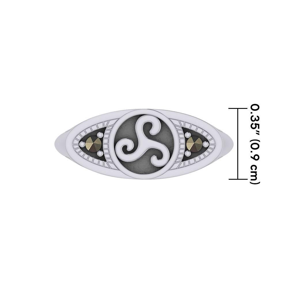 Celtic Triskele Sterling Silver Ring with Gemstones TRI1957