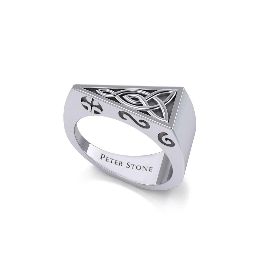 Triangle Celtic Knotwork Sterling Silver Ring TRI1961