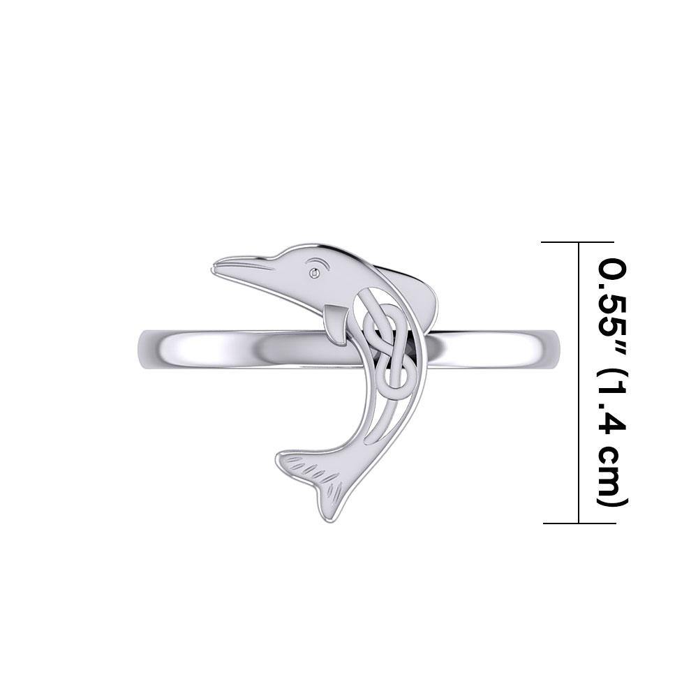 Celtic Joyful Dolphin Sterling Silver Ring TRI2164