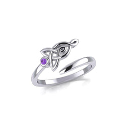 Celtic Motherhood Triquetra or Trinity Knot Sterling Silver Ring With Gem TRI2263 | Ring | Wiccan Center