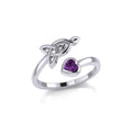 Celtic Motherhood Triquetra or Trinity Knot Sterling Silver Ring With Heart Gem TRI2264
