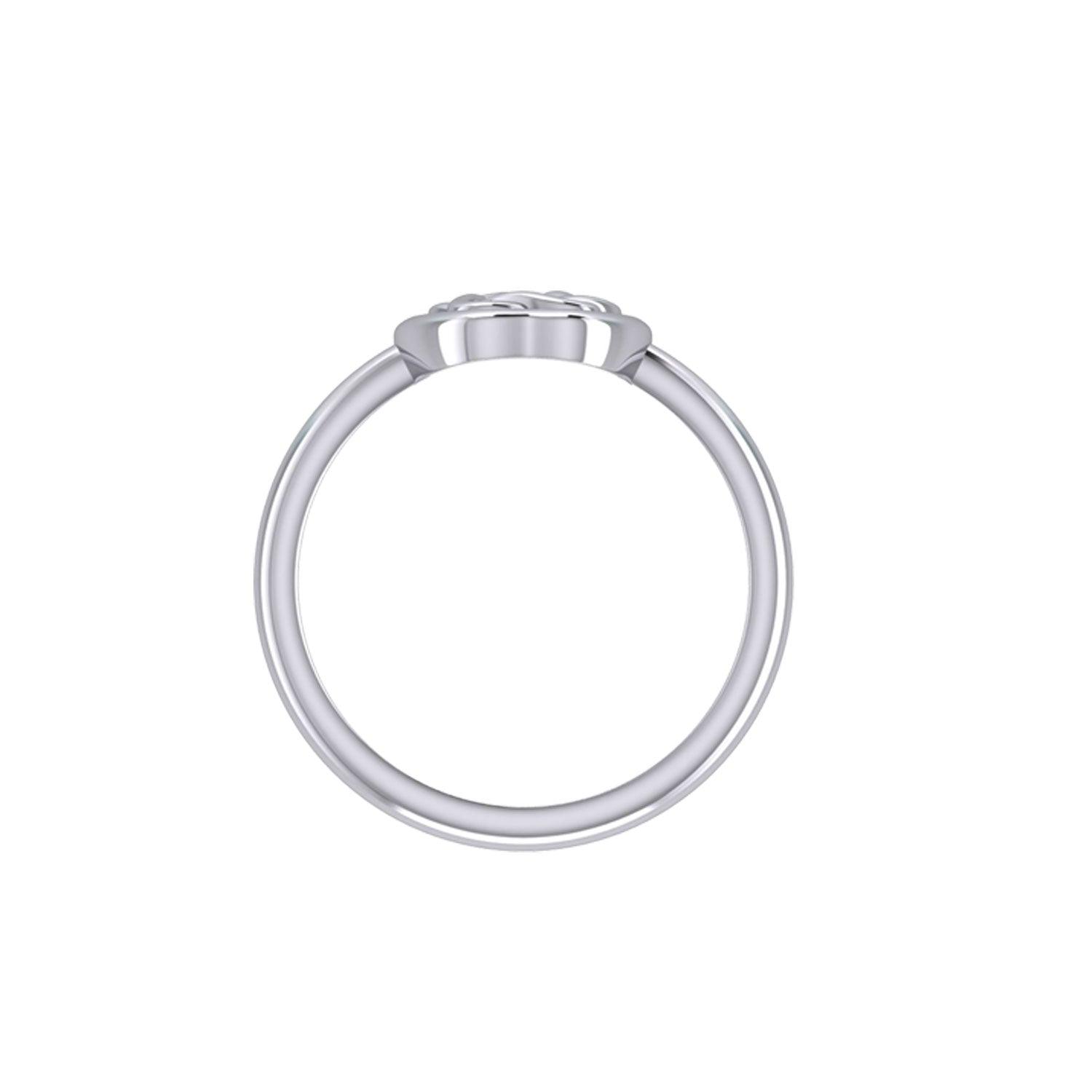 Celtic Spiritual Fruit Apple with Double Heart Sterling Silver Ring with Gemstone TRI2277