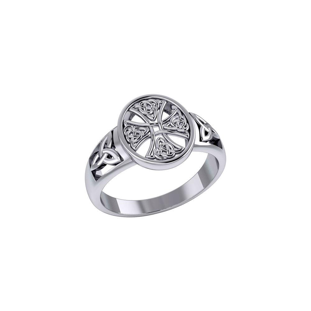 Celtic Cross Sterling Silver Ring TRI2292