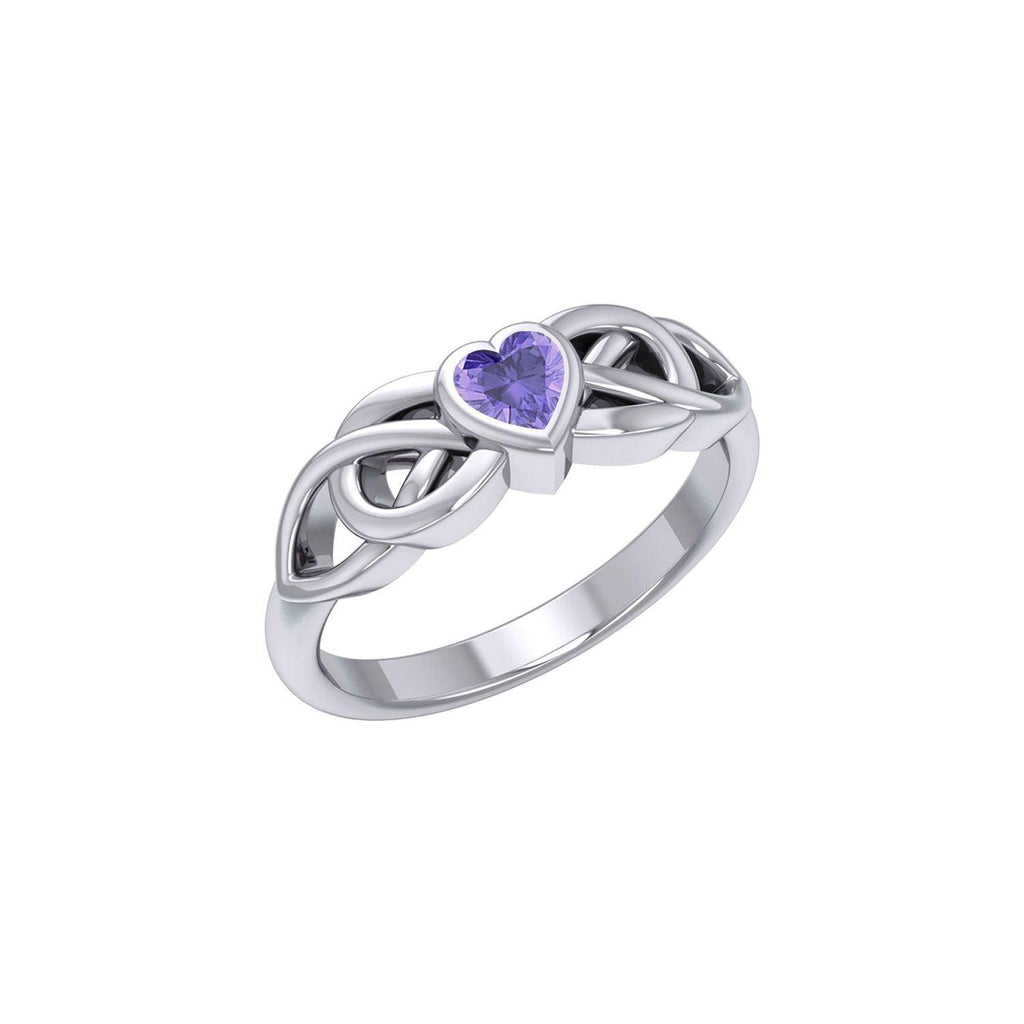 Celtic Knotwork Ring With Heart Gemstone TRI2306