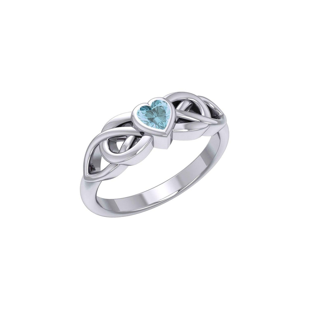 Celtic Knotwork Ring With Heart Gemstone TRI2306