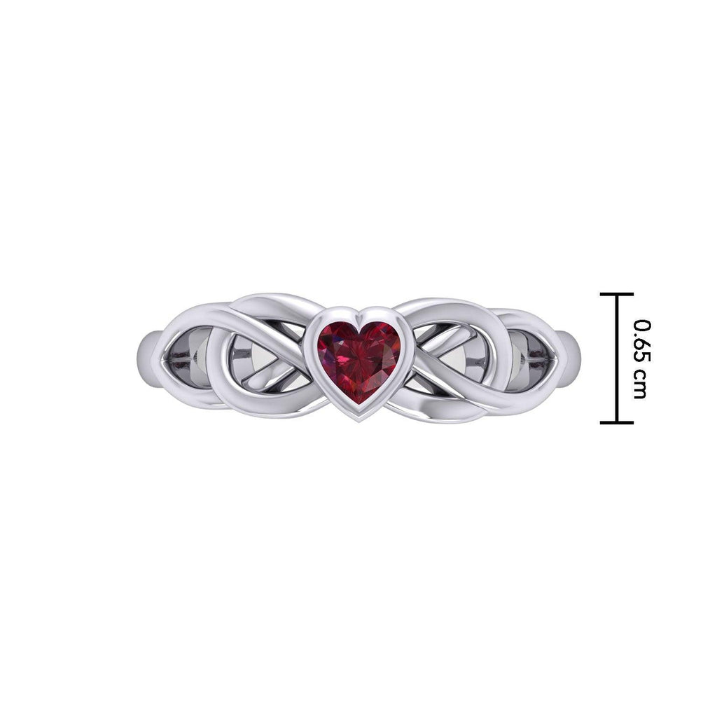 Celtic Knotwork Ring With Heart Gemstone TRI2306